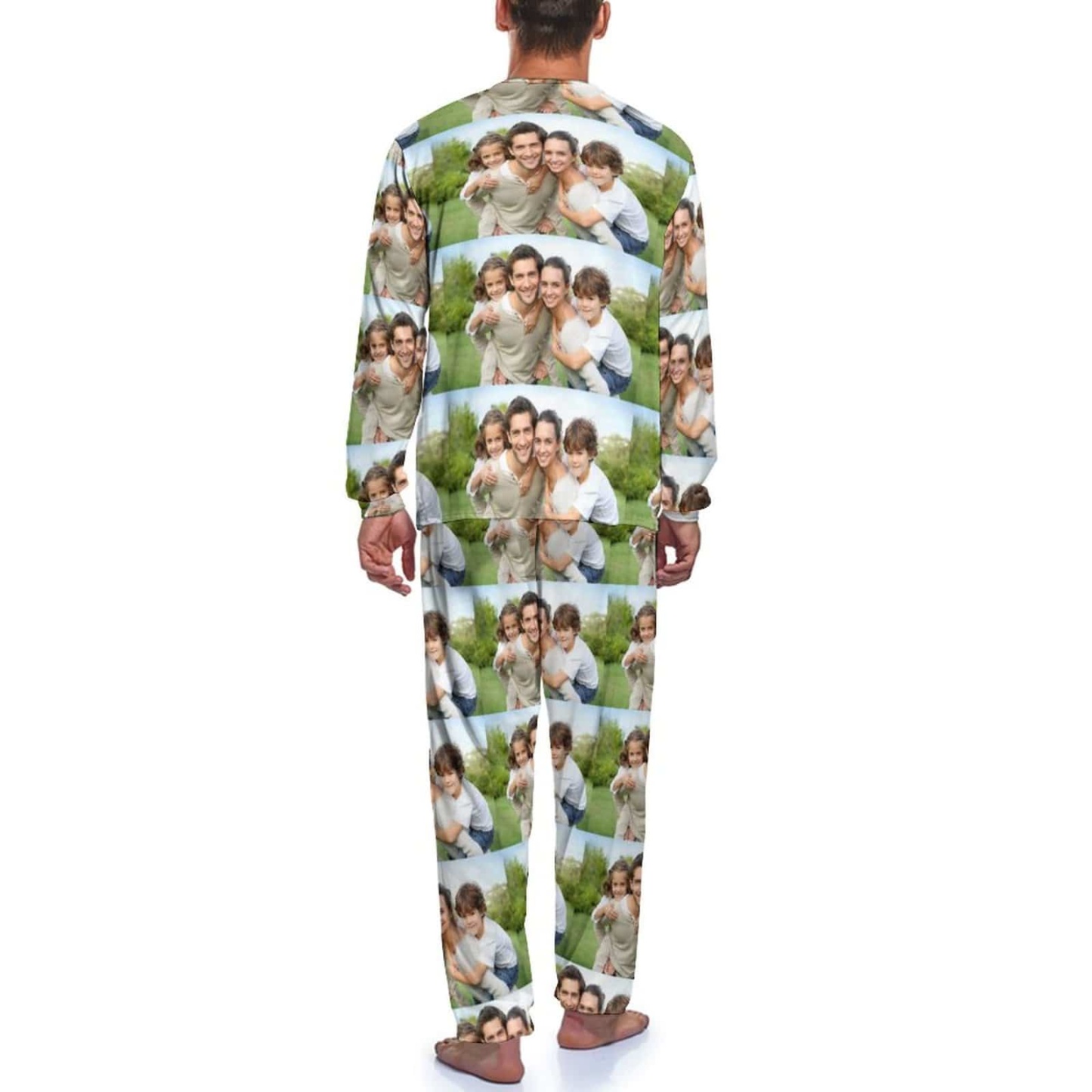 FacePajamas Pajama Custom Photo Dad Mom Family Men's Pajamas Personalized Photo Pajama Set Sleepwear Funny Long Sleeve Nightwear