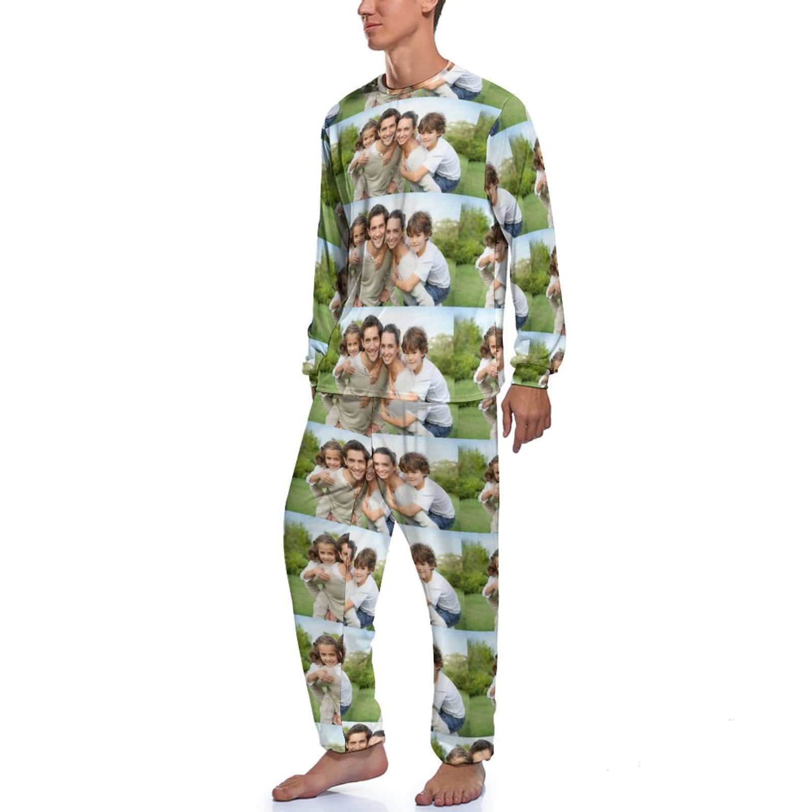 FacePajamas Pajama Custom Photo Dad Mom Family Men's Pajamas Personalized Photo Pajama Set Sleepwear Funny Long Sleeve Nightwear