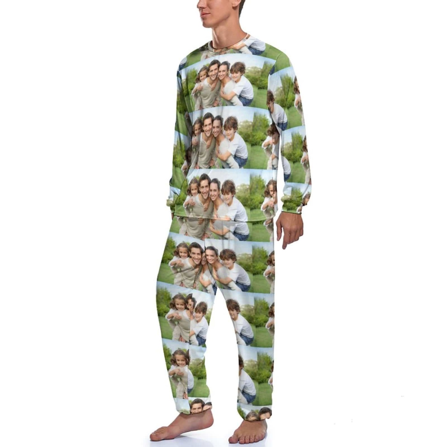 FacePajamas Pajama Custom Photo Dad Mom Family Men's Pajamas Personalized Photo Pajama Set Sleepwear Funny Long Sleeve Nightwear