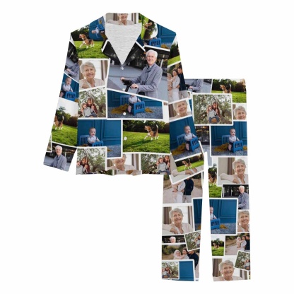 FacePajamas Pajama Custom Photo Family Portraits Sleepwear Personalized Women's Slumber Party Long Pajama Set