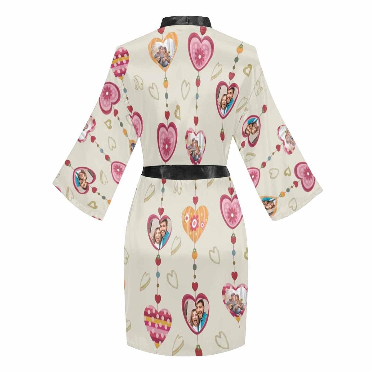 FacePajamas Pajama Custom Photo Heart Curtain Women's Summer Short Pajamas Personalized Photo Pajamas Kimono Robe