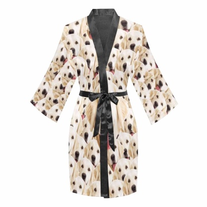 FacePajamas Pajama Custom Photo My Pet Women's Summer Short Pajamas Cute Personalized Photo Pajamas Kimono Robe
