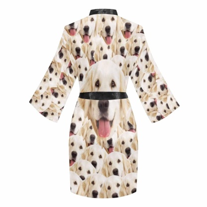 FacePajamas Pajama Custom Photo My Pet Women's Summer Short Pajamas Cute Personalized Photo Pajamas Kimono Robe