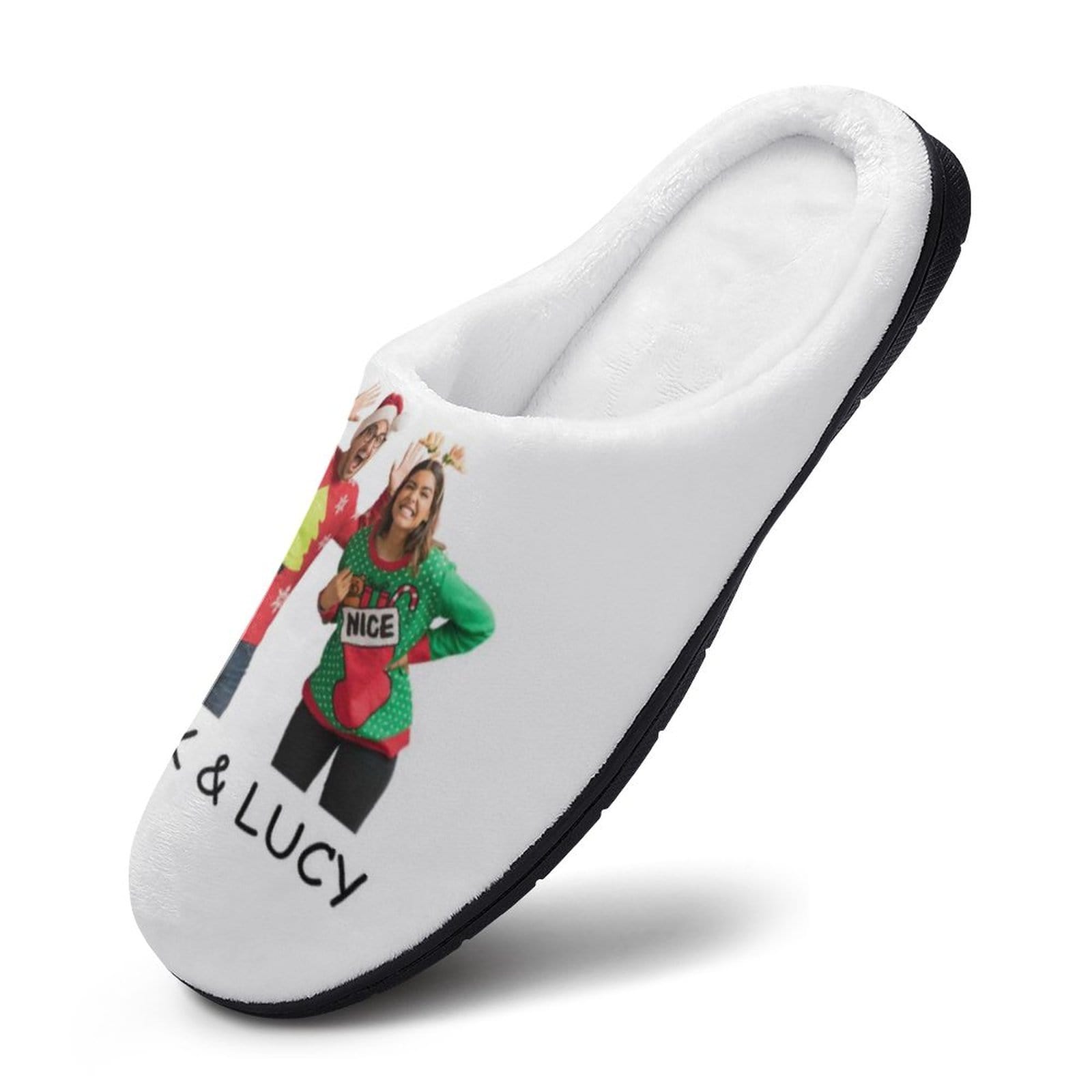 FacePajamas Slippers-2YX-SDS Custom Photo&Name Couples Women's All Over Print Cotton Slippers