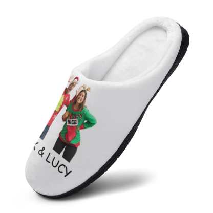FacePajamas Slippers-2YX-SDS Custom Photo&Name Couples Women's All Over Print Cotton Slippers