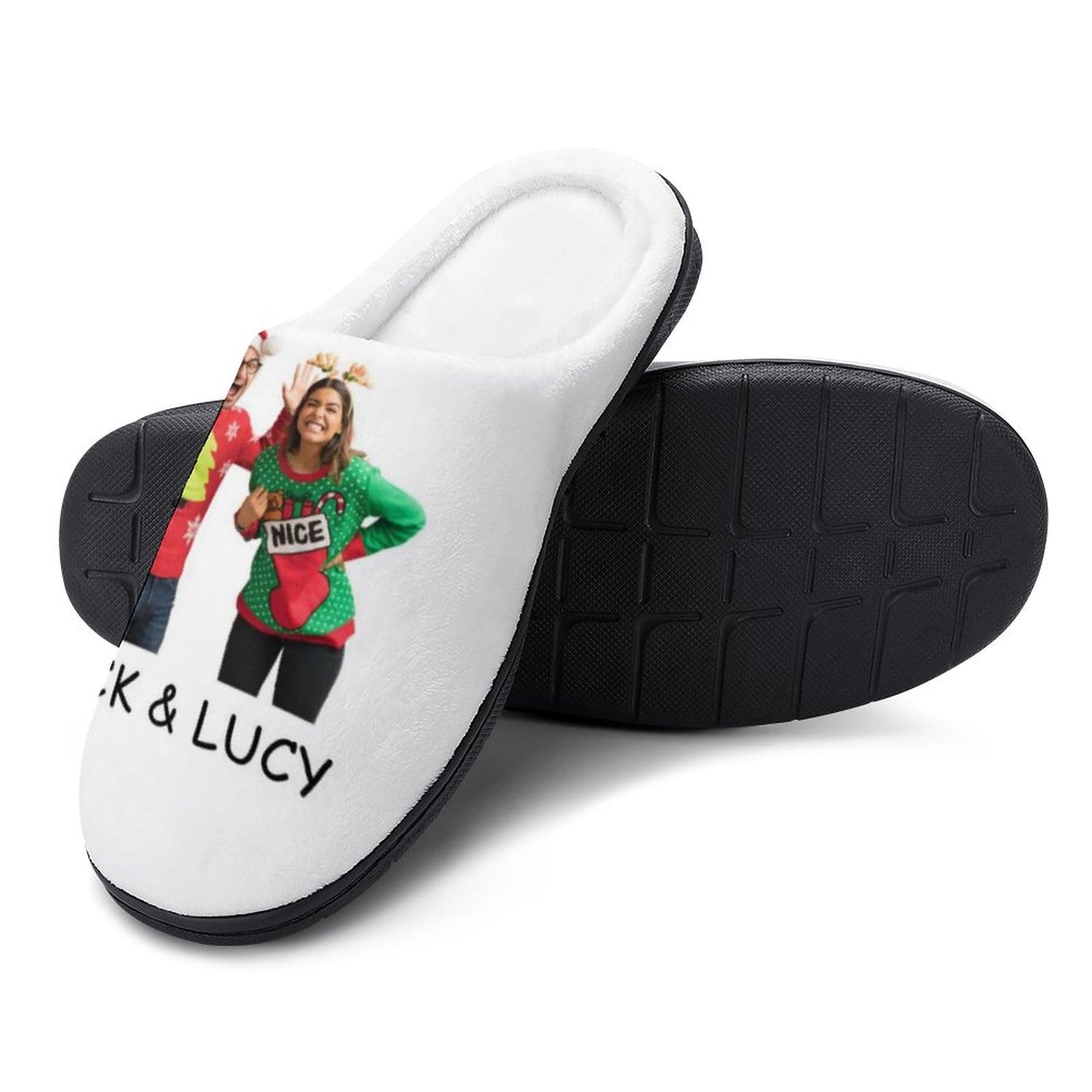 FacePajamas Slippers-2YX-SDS Custom Photo&Name Couples Women's All Over Print Cotton Slippers