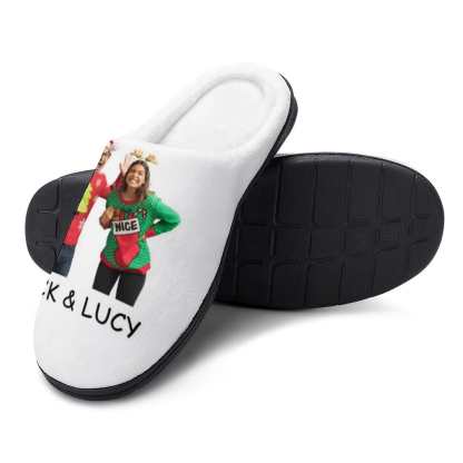 FacePajamas Slippers-2YX-SDS Custom Photo&Name Couples Women's All Over Print Cotton Slippers