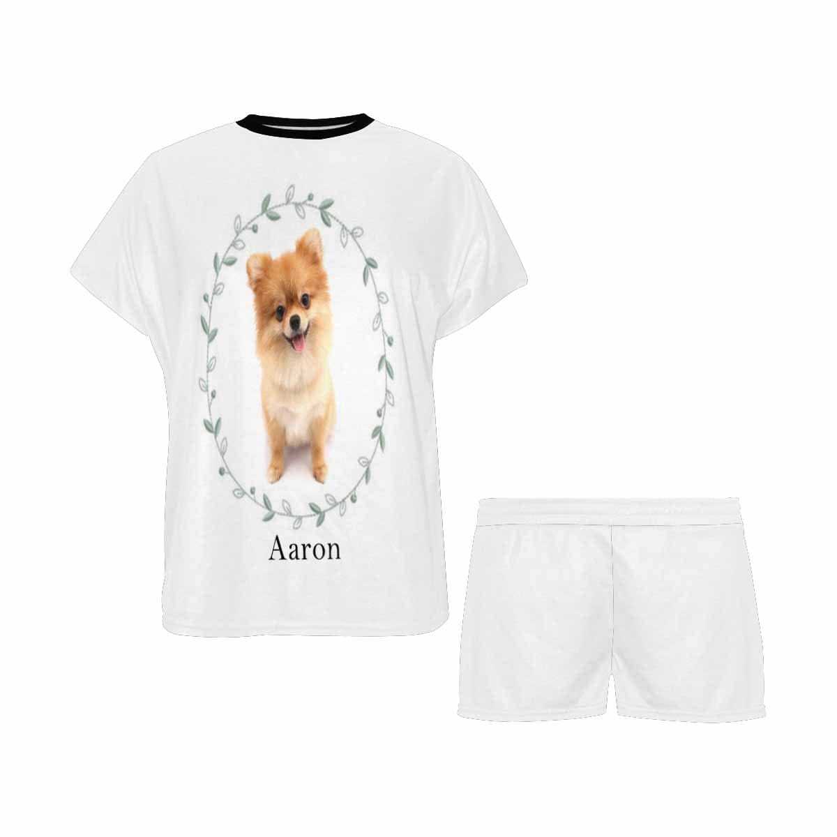 FacePajamas Pajama Custom Photo&Name Pajamas Grass Circle Loungewear Personalized Pet Photo Women's Short Pajama Set