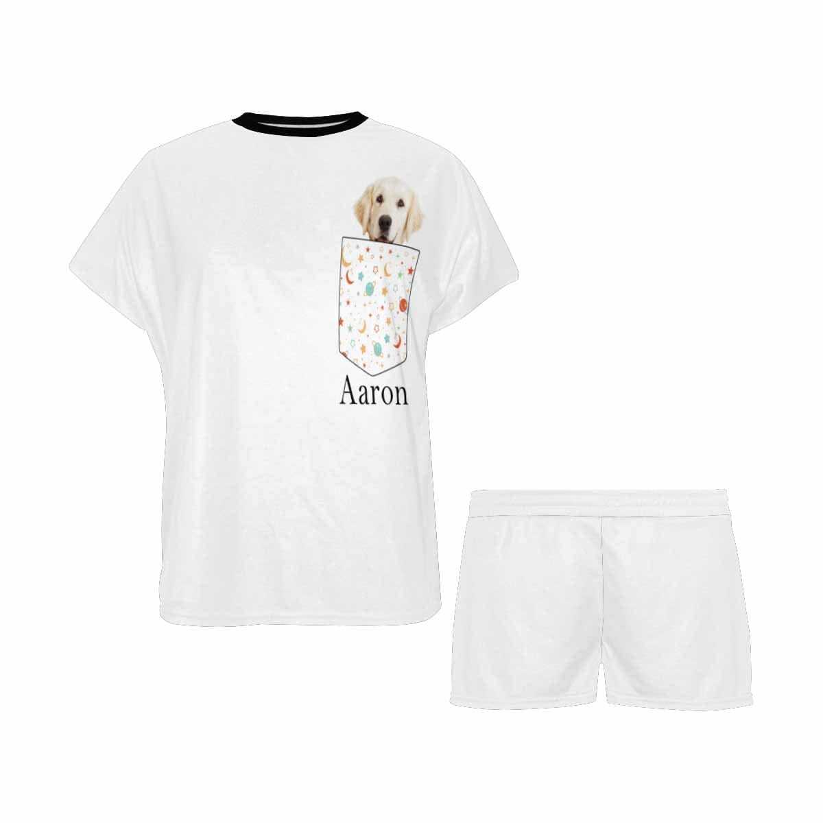 FacePajamas Pajama Custom Photo&Name Pajamas Pocket Pet  Sleepwear Personalized Women's Short Pajama Set