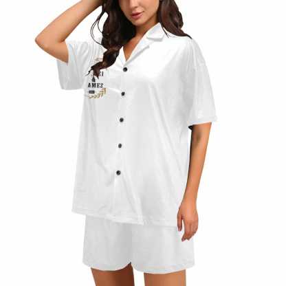 FacePajamas Pajama Custom Photo&Name Sleepwear Pajamas Personalized Women's V-Neck Short Pajama Set Bridesmaid Wedding Party Pjs Set