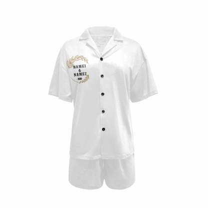 FacePajamas Pajama Custom Photo&Name Sleepwear Pajamas Personalized Women's V-Neck Short Pajama Set Bridesmaid Wedding Party Pjs Set