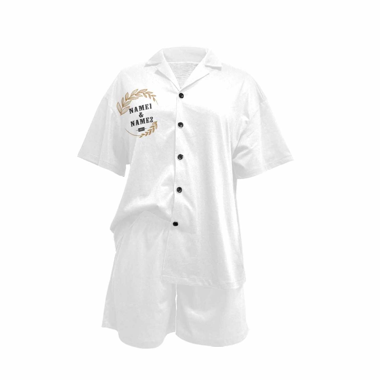 FacePajamas Pajama Custom Photo&Name Sleepwear Pajamas Personalized Women's V-Neck Short Pajama Set Bridesmaid Wedding Party Pjs Set