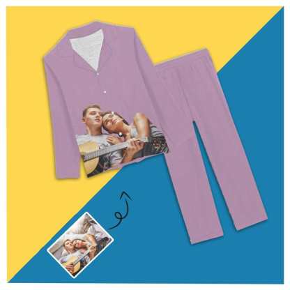 FacePajamas Pajama Custom Photo Pajamas Loving Couples Sleepwear Personalized Women's Slumber Party Long Pajama Set