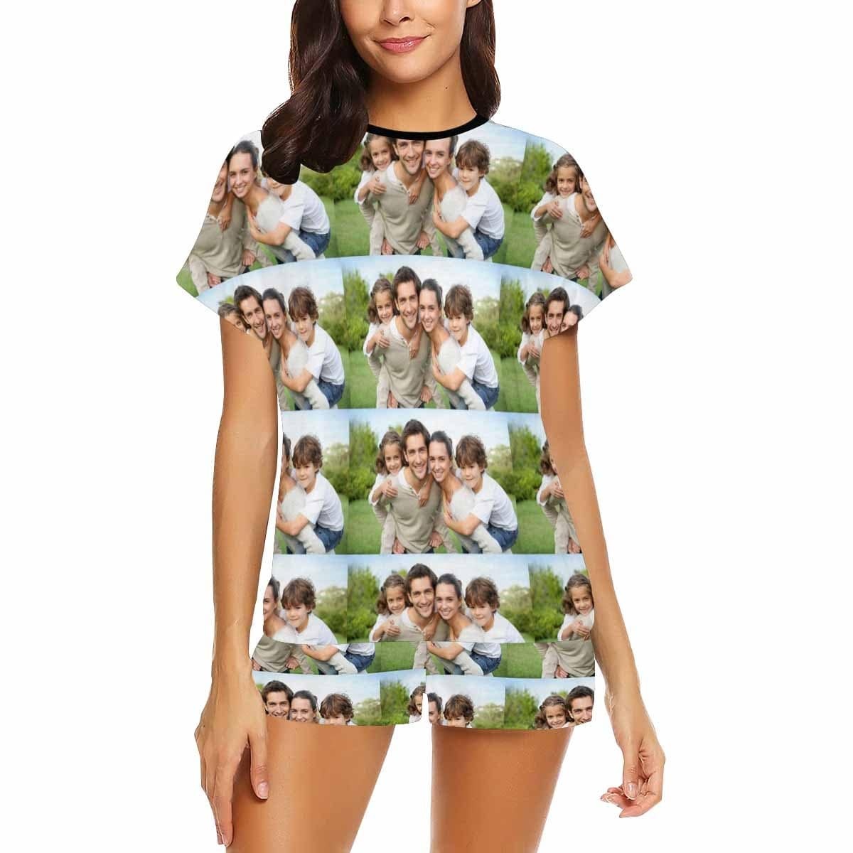 FacePajamas Pajama Custom Photo Pajamas Loving Family Loungewear Personalized Women's Short Pajama Set Gifts for Mom