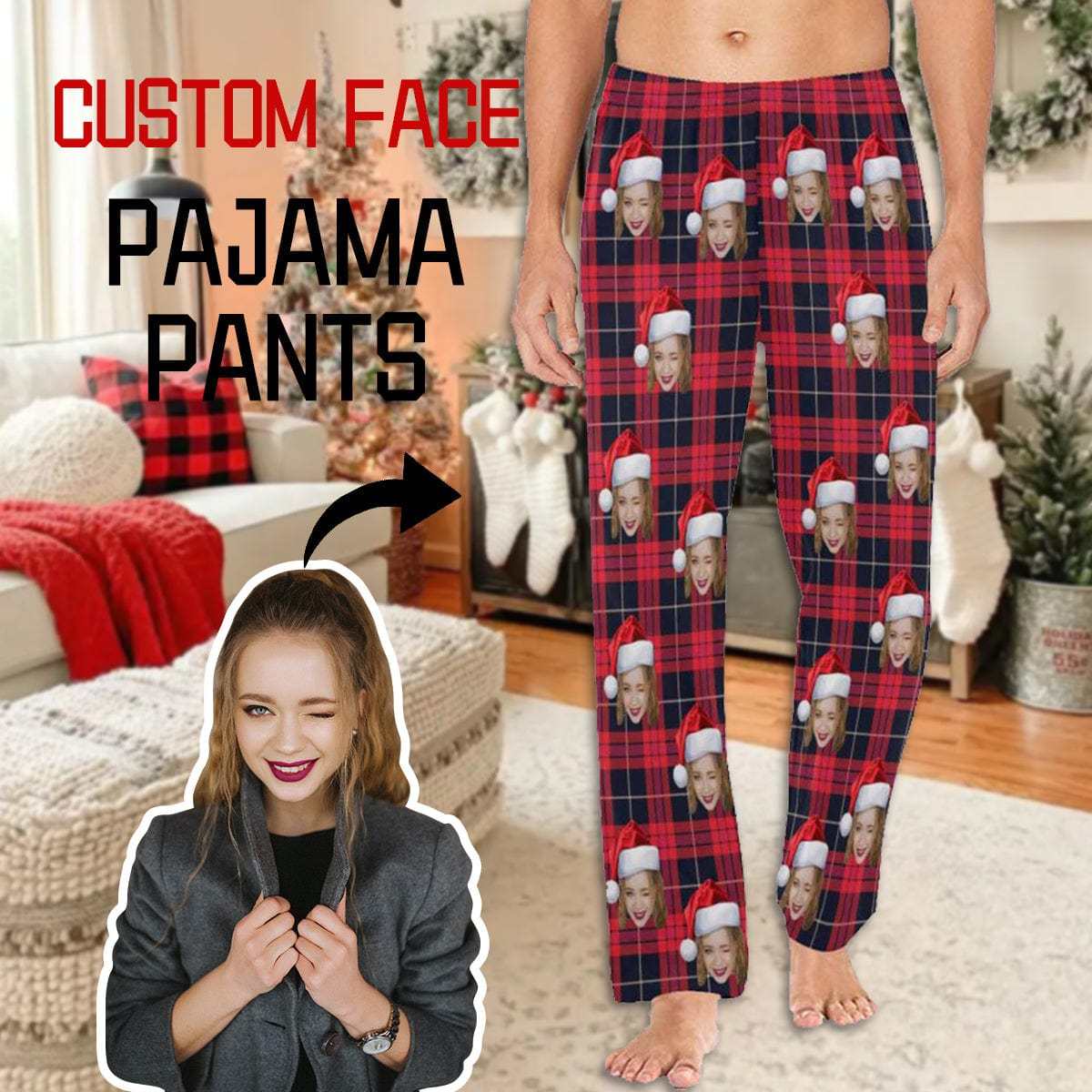 FacePajamas Custom Photo Pajamas Pants  Picture Sleepwear for Men