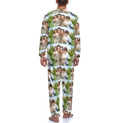 FacePajamas Pajama Custom Photo Paved Sleepwear Personalized Family Slumber Party Matching Long Sleeve Pajamas Set