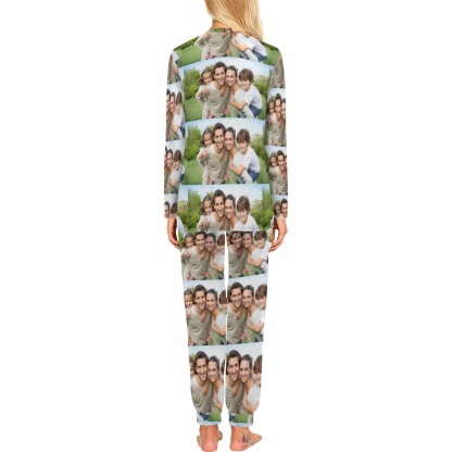 FacePajamas Pajama Custom Photo Paved Sleepwear Personalized Family Slumber Party Matching Long Sleeve Pajamas Set