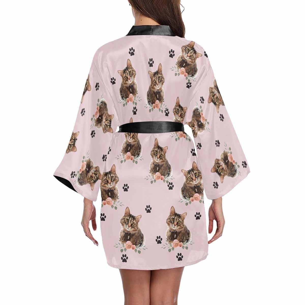 FacePajamas Pajama Custom Photo Paw Print Women's Summer Short Pajamas Cute Personalized Photo Pajamas Kimono Robe