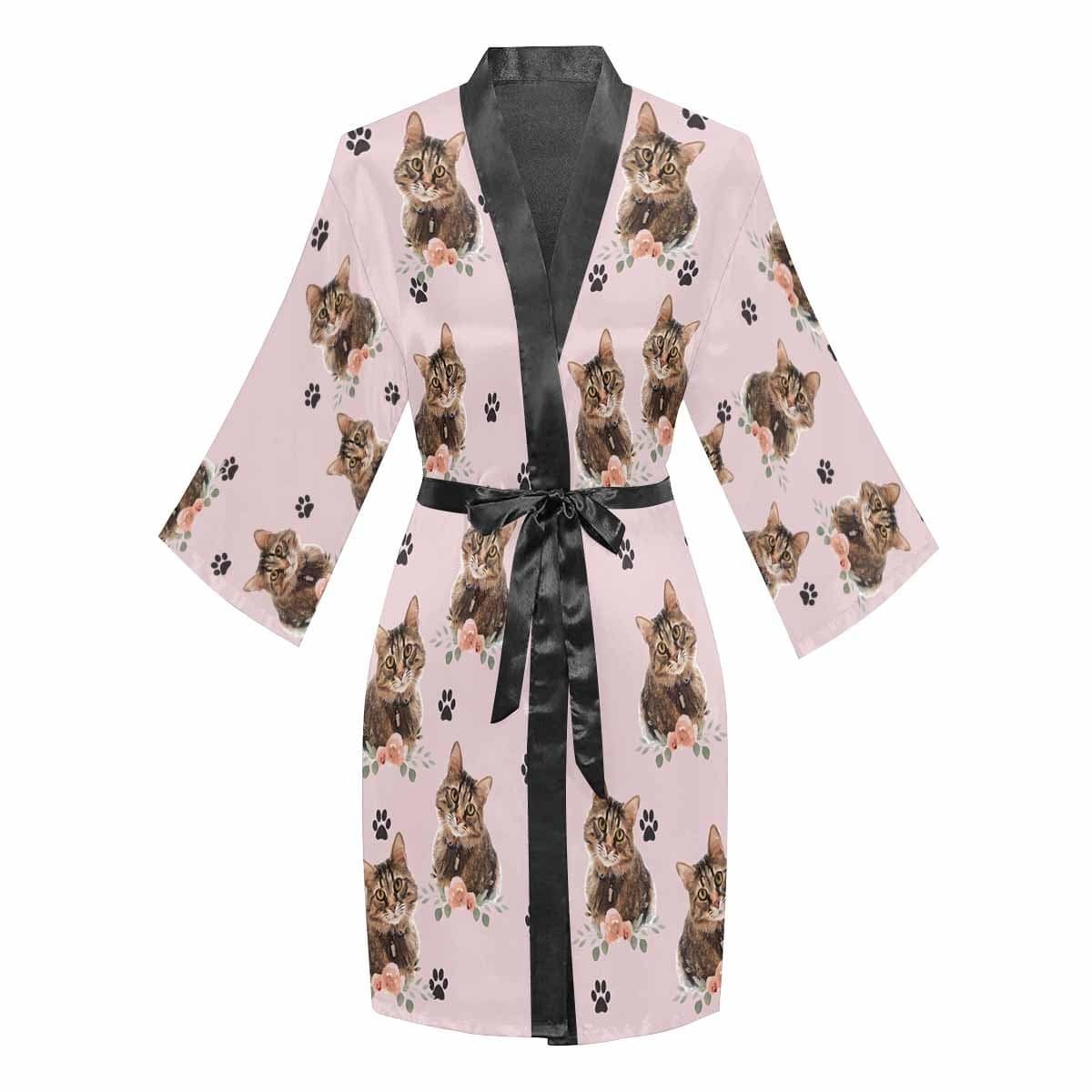FacePajamas Pajama Custom Photo Paw Print Women's Summer Short Pajamas Cute Personalized Photo Pajamas Kimono Robe