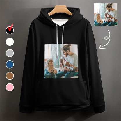 FacePajamas Hoodie-2WH-SDS Custom Photo Plus Size Hoodie with Pictures on It Black?Hoodie?with?Design Personalized Face Unisex Loose Hoodie Custom Top Outfits