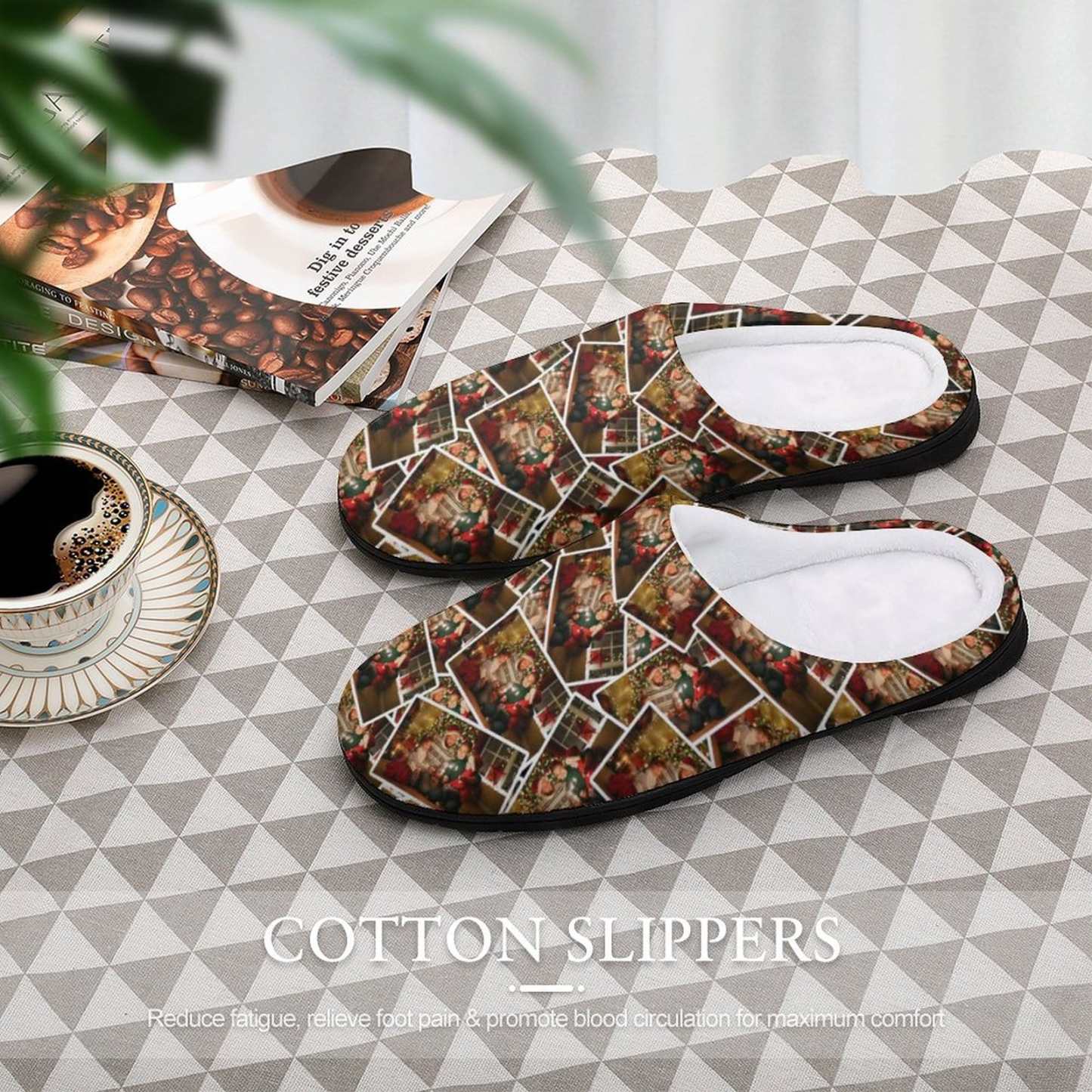 FacePajamas Slippers-2YX-SDS Custom Photo Seamless Family Men's All Over Print Cotton Slippers