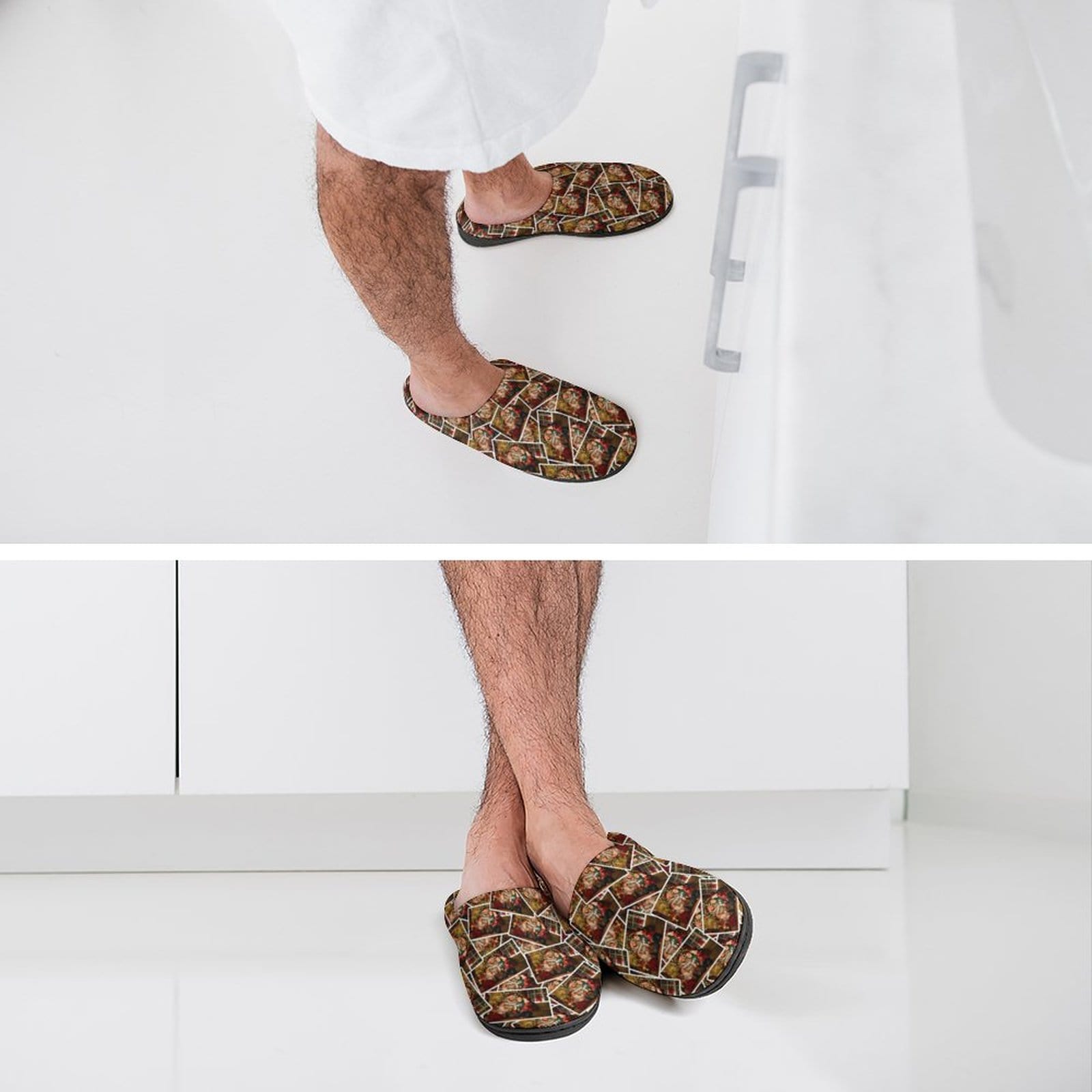 FacePajamas Slippers-2YX-SDS Custom Photo Seamless Family Men's All Over Print Cotton Slippers