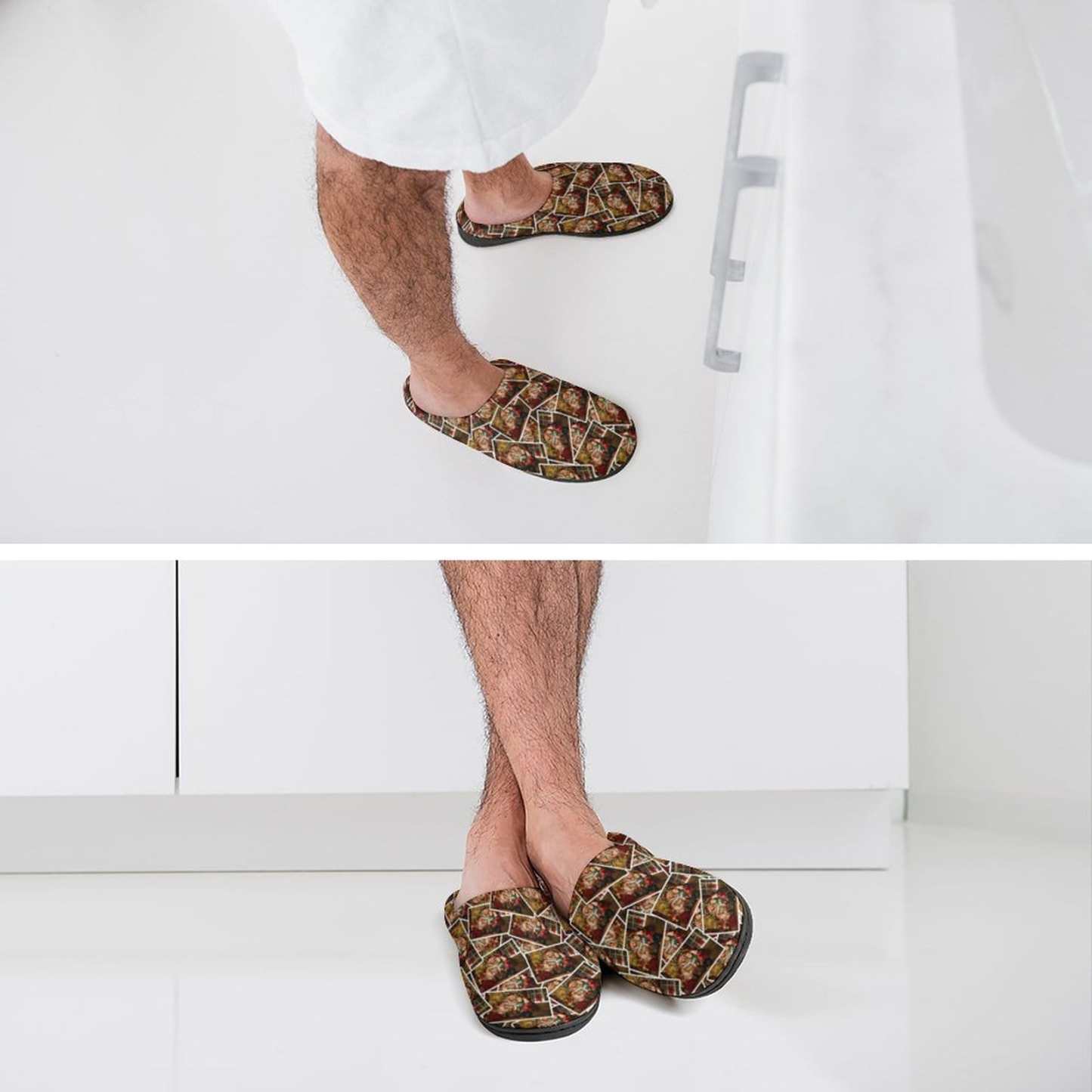 FacePajamas Slippers-2YX-SDS Custom Photo Seamless Family Men's All Over Print Cotton Slippers