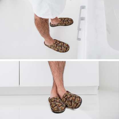 FacePajamas Slippers-2YX-SDS Custom Photo Seamless Family Men's All Over Print Cotton Slippers