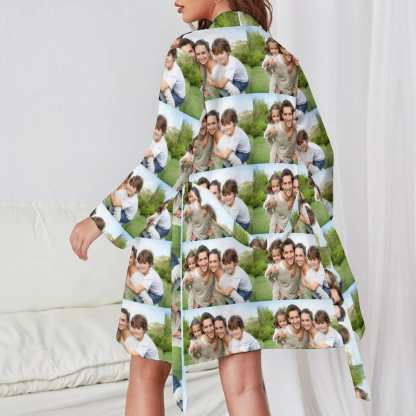 FacePajamas Pajama-2YX-SDS Custom Photo Seamless Women's Long Pajamas Personalized Photo Pajamas Kimono Robe