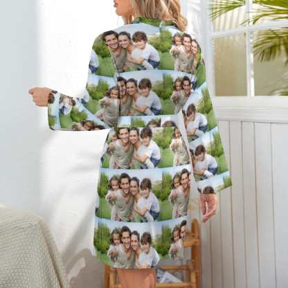 FacePajamas Pajama-2YX-SDS Custom Photo Seamless Women's Long Pajamas Personalized Photo Pajamas Kimono Robe
