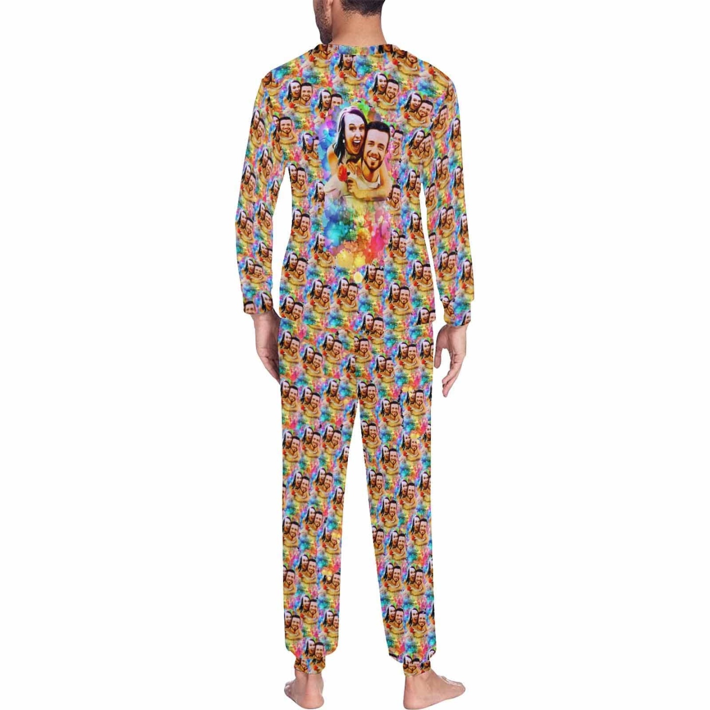 FacePajamas Pajama Custom Photo Watercolor Painting Sleepwear Personalized Slumber Party Couple Matching Pajamas