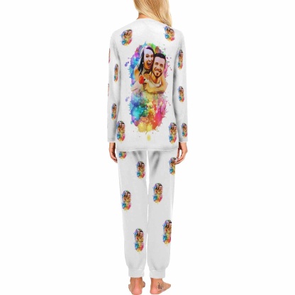 FacePajamas Pajama Custom Photo Watercolour Sleepwear Personalized Slumber Party Couple Matching Pajamas