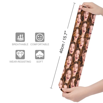 FacePajamas Sublimated Crew Socks-2WH-SDS Custom Seamless Funny Face Sublimated Crew Socks Personalized Pohto Face on Socks All Over Print Gift Unisex