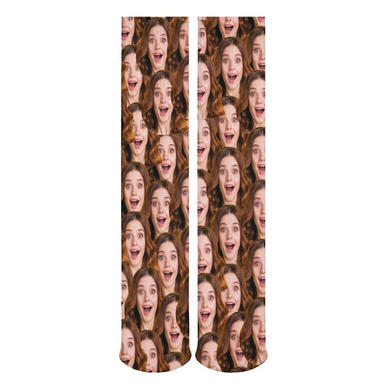 FacePajamas Sublimated Crew Socks-2WH-SDS Custom Seamless Funny Face Sublimated Crew Socks Personalized Pohto Face on Socks All Over Print Gift Unisex
