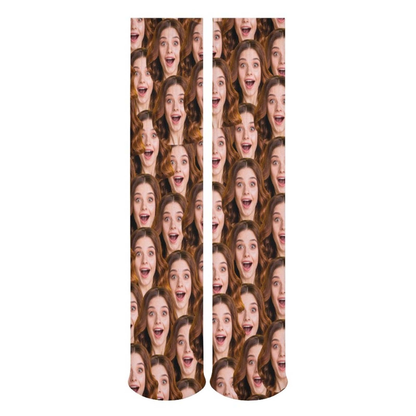 FacePajamas Sublimated Crew Socks-2WH-SDS Custom Seamless Funny Face Sublimated Crew Socks Personalized Pohto Face on Socks All Over Print Gift Unisex