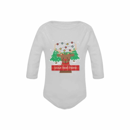 FacePajamas Baby Pajama Custom Text Elk Onesie Infant Bodysuit One Piece Jumpsuit Personalized Long Sleeve Rompers Baby Clothes