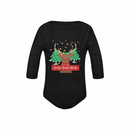 FacePajamas Baby Pajama Custom Text Elk Onesie Infant Bodysuit One Piece Jumpsuit Personalized Long Sleeve Rompers Baby Clothes
