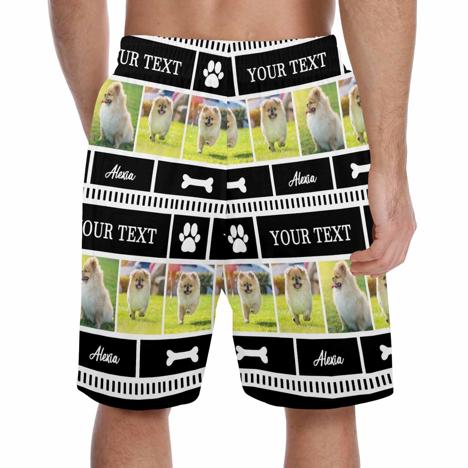 FacePajamas Pajama Shorts Custom Text&Photo Men's Pajama Shorts Personalized Sleepwear Shorts