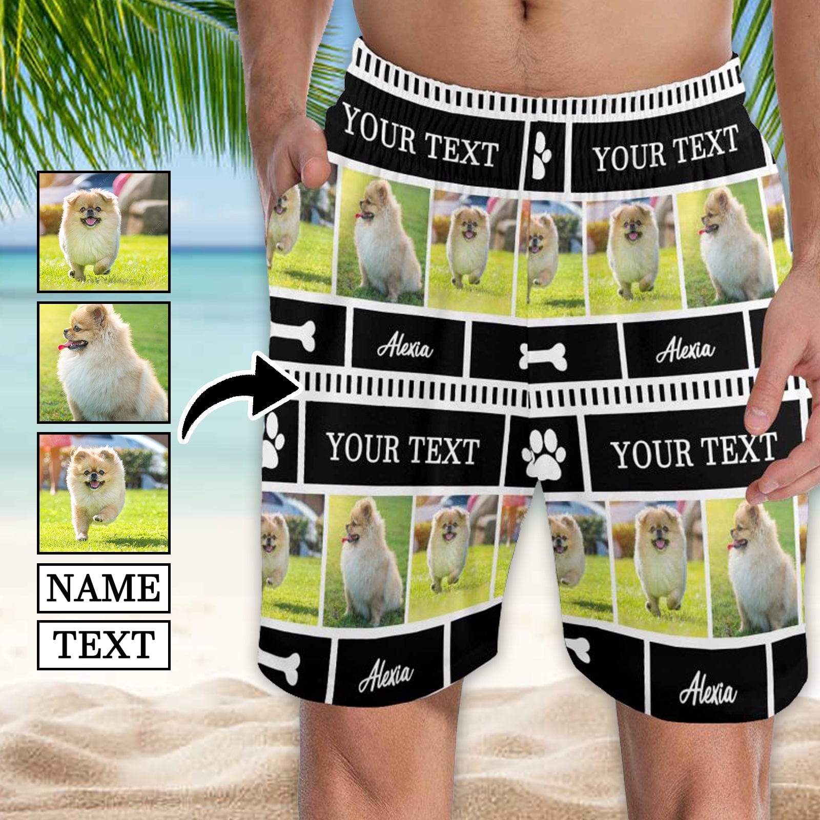 FacePajamas Pajama Shorts Custom Text&Photo Men's Pajama Shorts Personalized Sleepwear Shorts