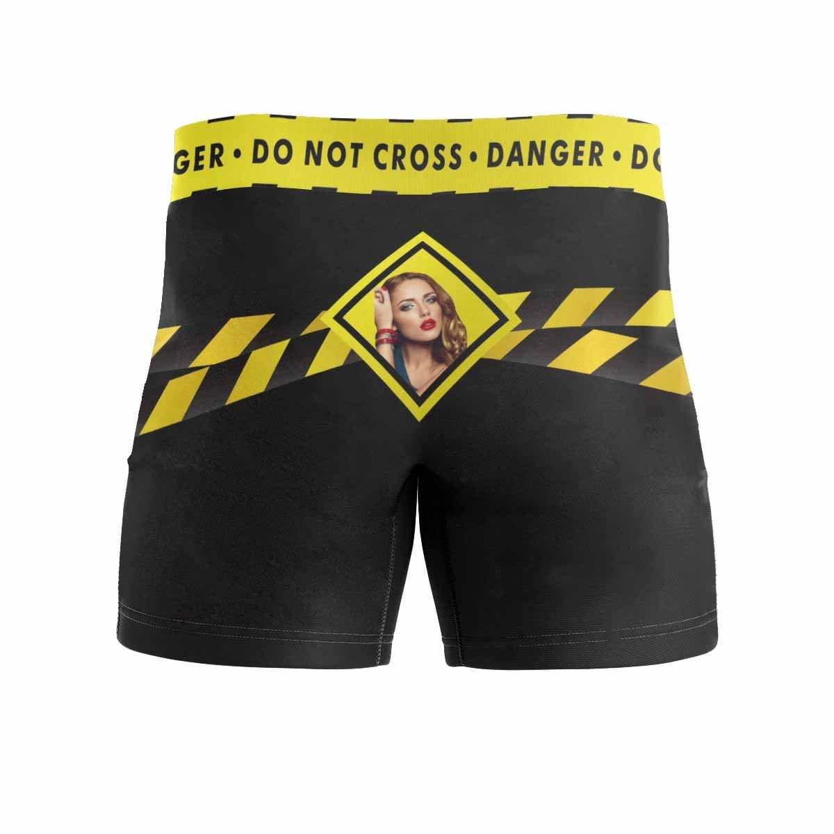 FacePajamas Men Underwear Custom Waistband Boxer Briefs Can Not Cross Personalized Photo Design Funny Underwear for Him