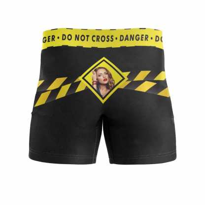 FacePajamas Men Underwear Custom Waistband Boxer Briefs Can Not Cross Personalized Photo Design Funny Underwear for Him