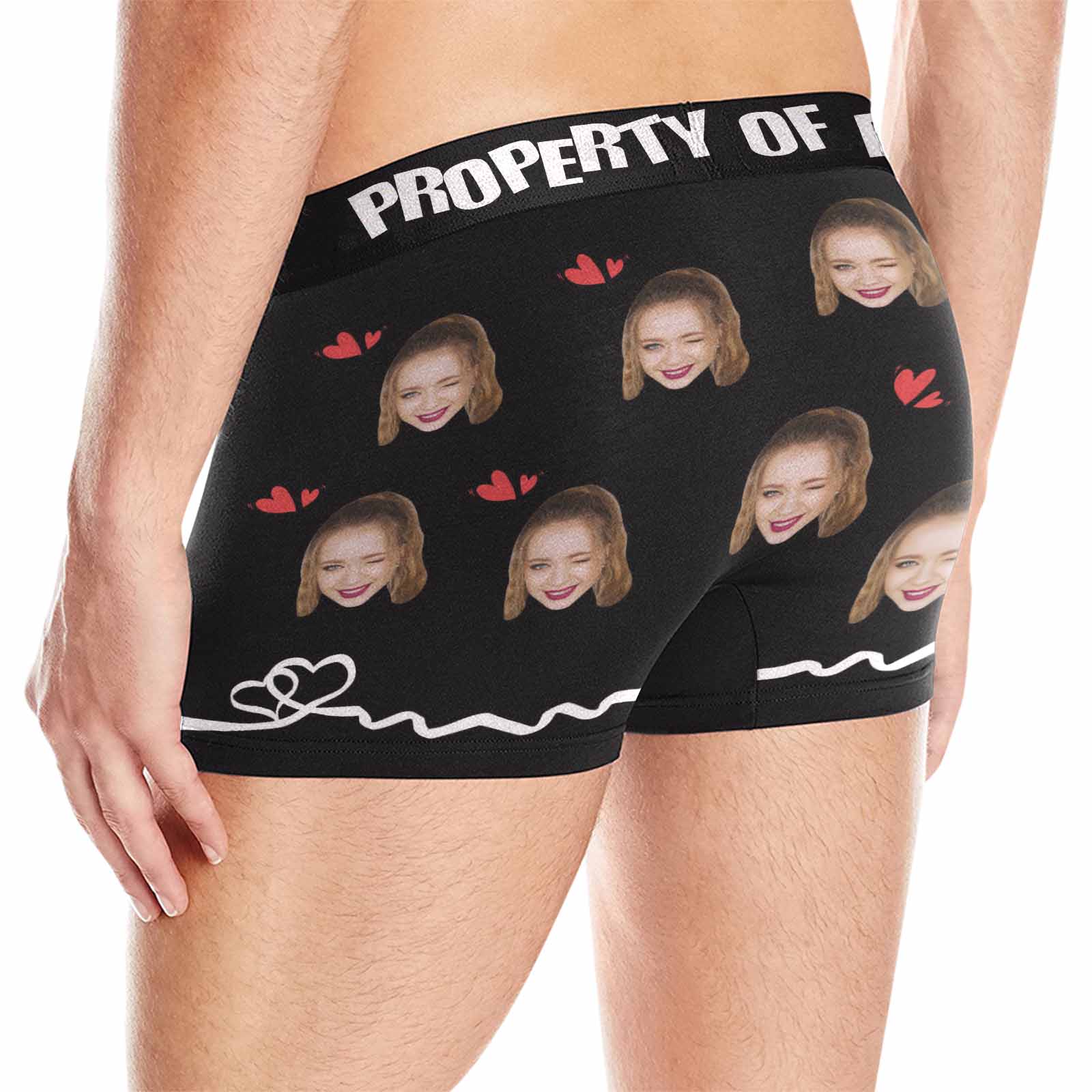 FacePajamas Men Underwear Custom Waistband Boxer Briefs Men's Personalized Love Underwear with Custom Text Waistband