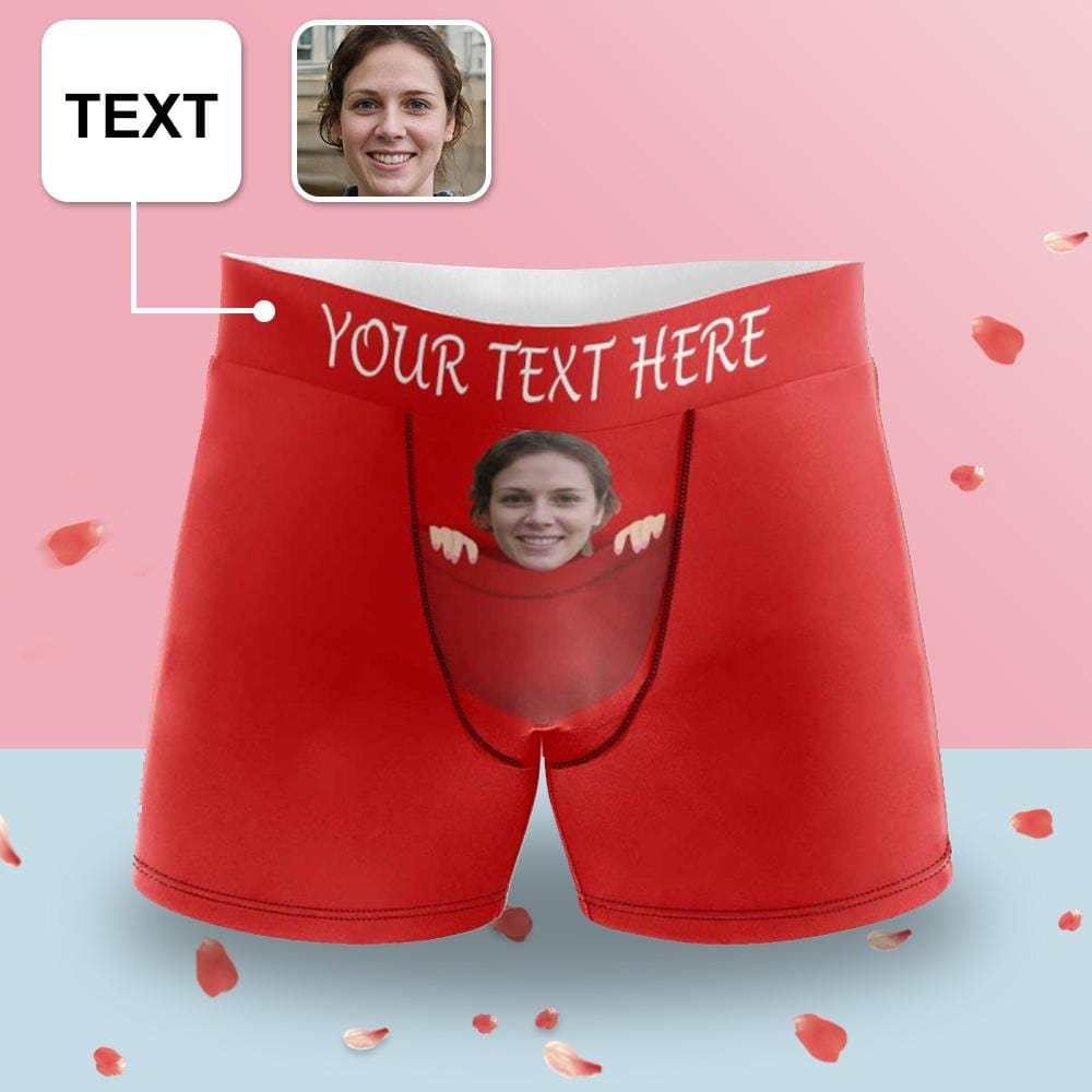 FacePajamas Men Underwear Custom Waistband Boxer Briefs My Honey Personalized Face&Name Underwear for Husband or Boyfriend