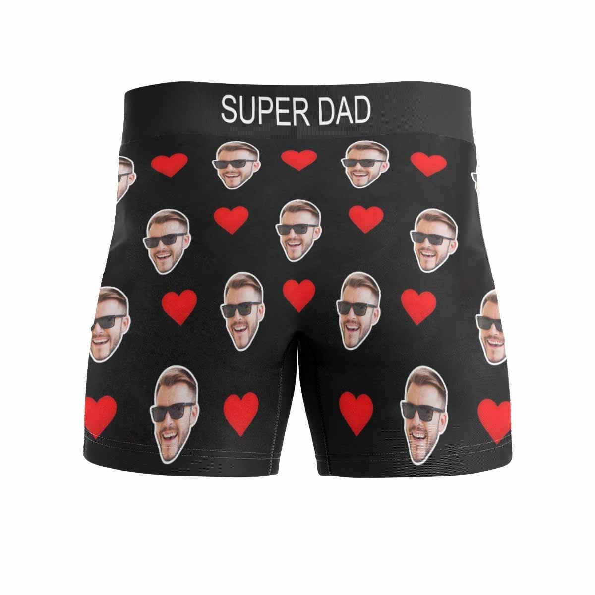 FacePajamas Men Underwear Custom Waistband Boxer Briefs My Super Dad Personalized Face&Text Design Underwear Father's Day Gift for Him