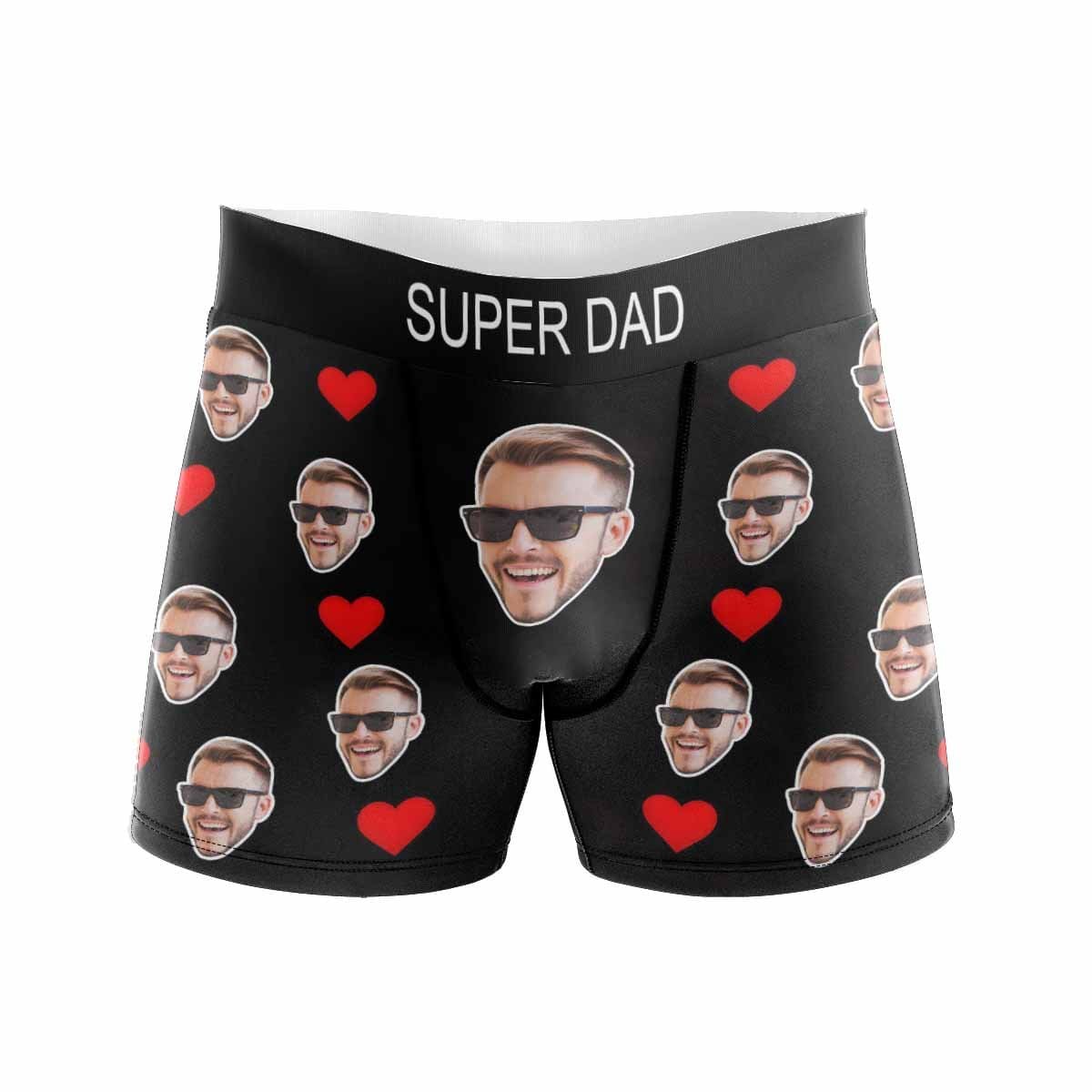 FacePajamas Men Underwear Custom Waistband Boxer Briefs My Super Dad Personalized Face&Text Design Underwear Father's Day Gift for Him