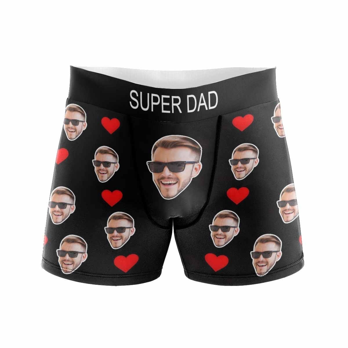 FacePajamas Men Underwear Custom Waistband Boxer Briefs My Super Dad Personalized Face&Text Design Underwear Father's Day Gift for Him