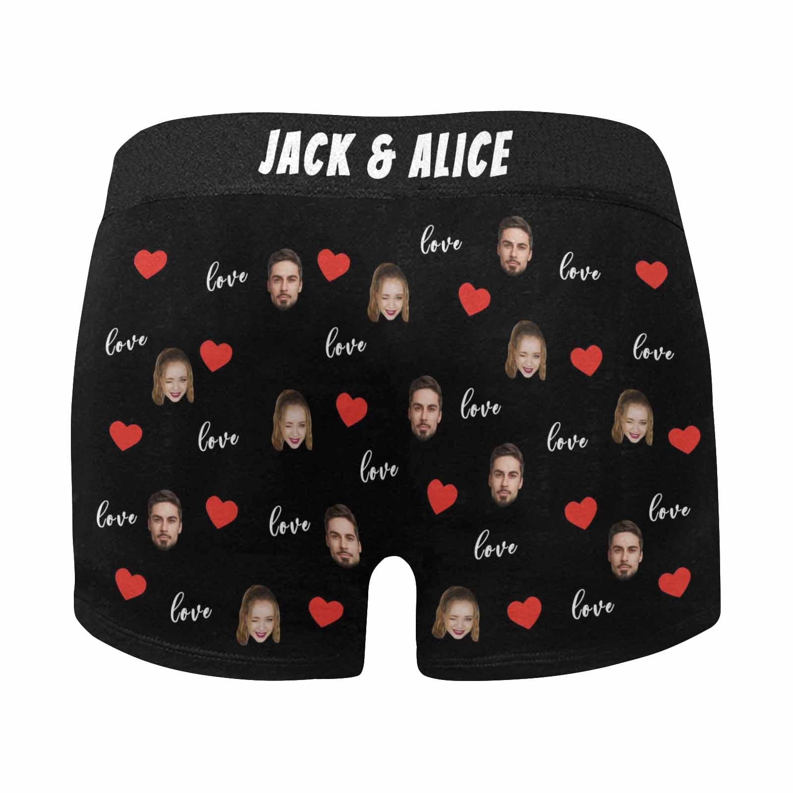 FacePajamas Men Underwear Custom Waistband Boxer Briefs Personalized Arrow of Eros Underwear with Custom Text for Men