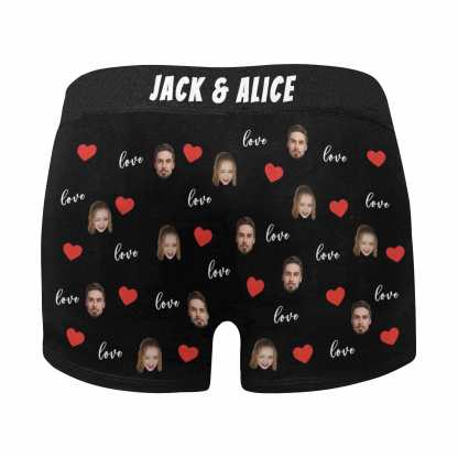 FacePajamas Men Underwear Custom Waistband Boxer Briefs Personalized Arrow of Eros Underwear with Custom Text for Men