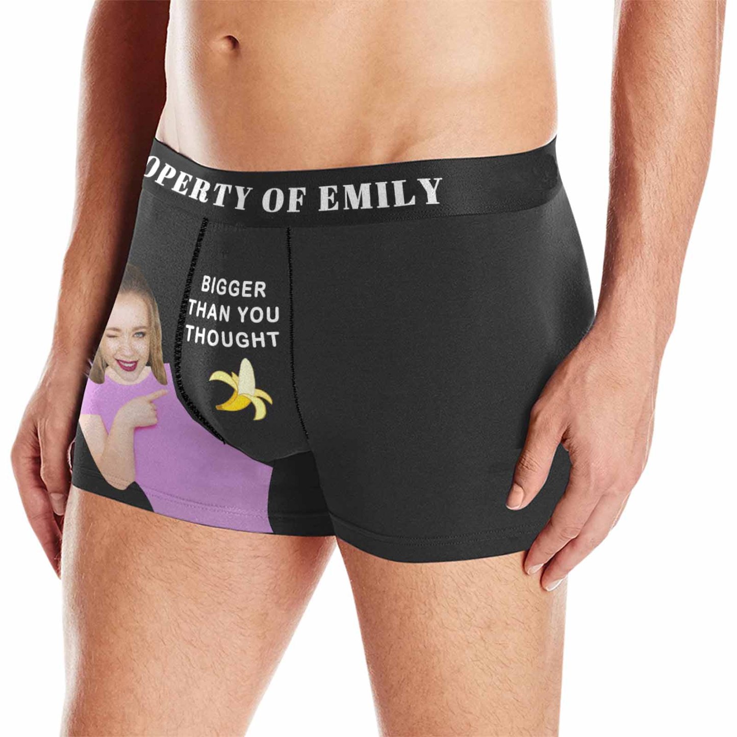 FacePajamas Men Underwear Custom Waistband Boxer Briefs Personalized Bigger Than You Thought Underwear with Custom Text