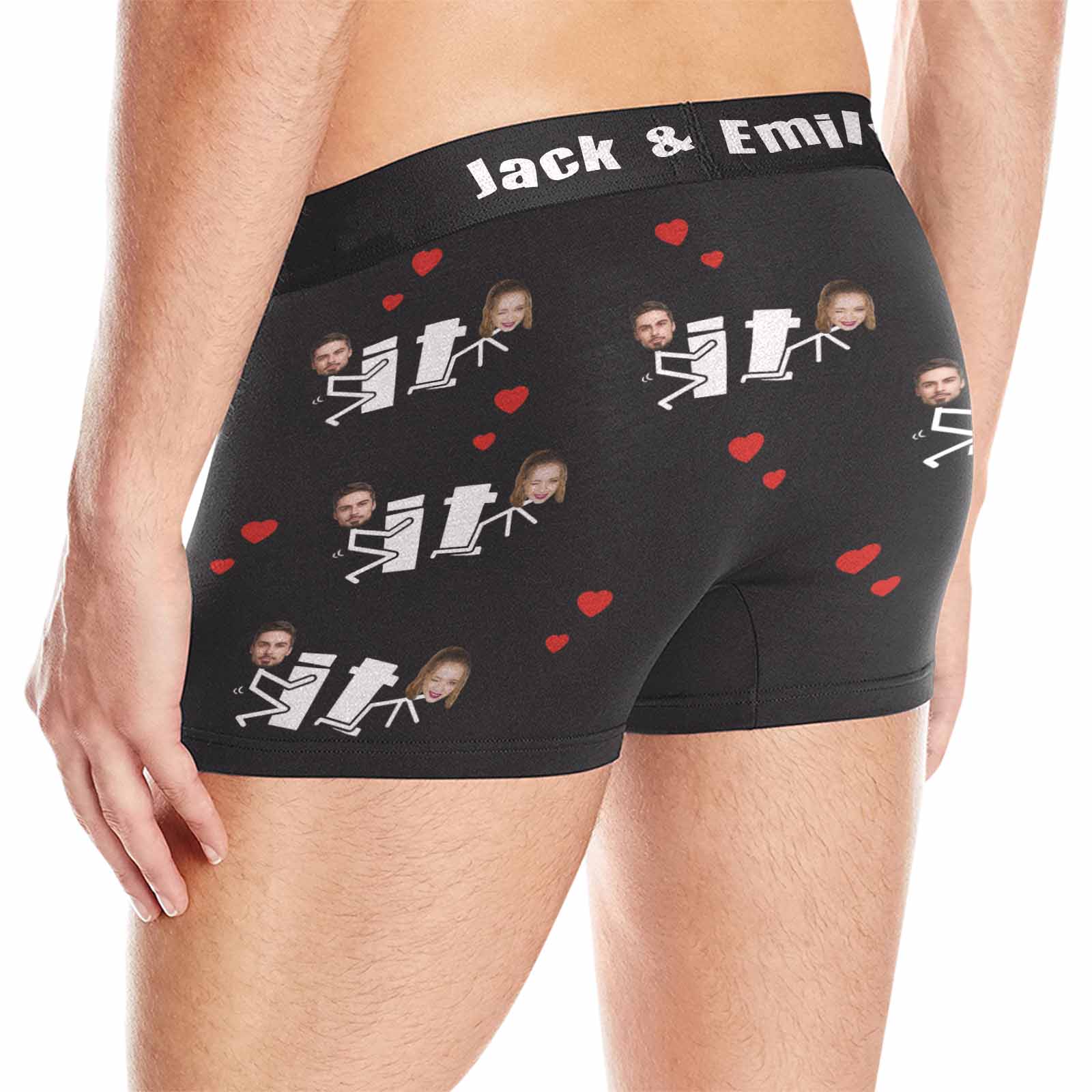 FacePajamas Men Underwear Custom Waistband Boxer Briefs Personalized Let's Do It Underwear with Custom Text&Name for Men